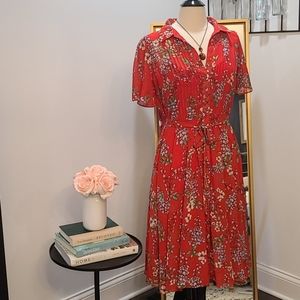 Red Nanette Lepore Midi Dress sz 8